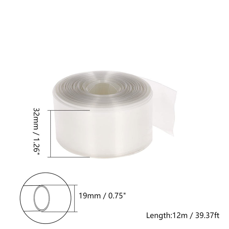 Bettomshin 1Pcs 1.26 Inch Flat Width Battery Heat Shrink Tubing, DIY Battery PVC Heat Shrink Wrap Tube 39.37 Ft Length Transparent for Single Section 18650 Battery with Protection Chip