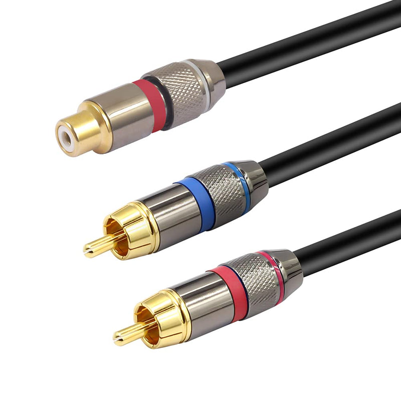 YABEDA RCA Female to Dual RCA Male Y Splitter Cable,Gold Plated RCA (1 Female to 2 Male) Stereo Audio Y Adapter Cable - 1.6feet/50cm F-2M