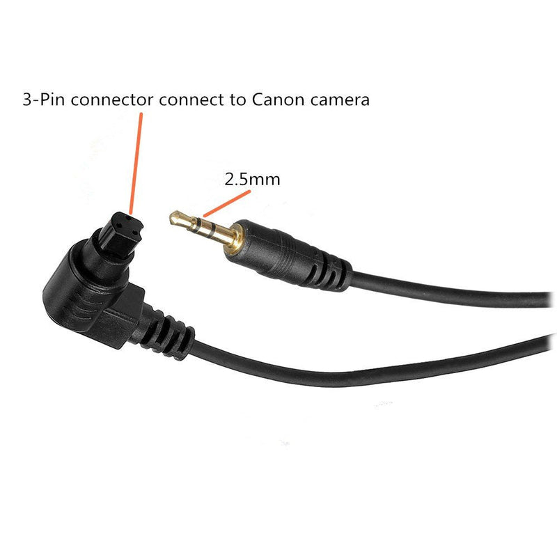 LGSHOP 2.5 mm C8/N3 Off Camera Remote Cable Shutter Release Connecting Cord RS-80N3 Compatible with Canon EOS 1D 1Ds Mark II III IV 5D Mark II 7D 50D 40D 30D 20D 10D D60 EOS-1V EOS-3 C8/N3 Canon