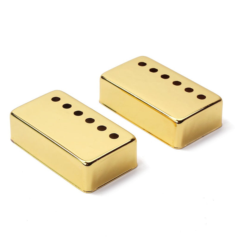 Alnicov Set Of 2 Humbucker Guitar Pickup Covers Brass Pickup Covers 50MM/52MM Pole Spacing Fits For Gibson Les Paul Guitar,Gold