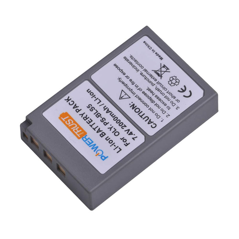 PowerTrust 2-Pack PS-BLS5 BLS-5 BLS5 Bls50 Batteries and LCD USB Charger for Olympus OM-D E-M10,Mark III,Mark II,Pen E-PL2,E-PL6,E-PM2, Stylus 1 Battery