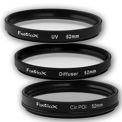 Fotodiox Filter Kit, UV, Circular Polarizer, Soft Diffuser, 52mm for Canon, Nikon, Sony, Olympus, Pentax, Panasonic Camera Lenses.