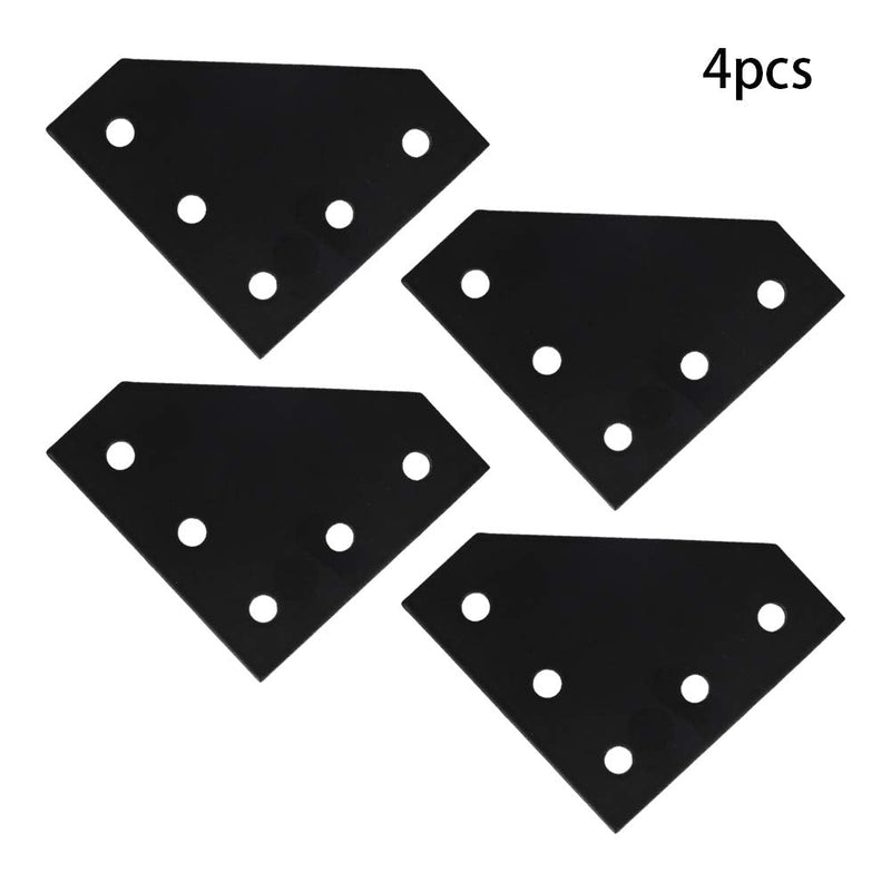 Yinpecly 4 Pcs Aluminum Alloy Outside Joining Plate 2.36" x 2.36" x 0.16" (L x W x T) with 5Hole Joint Bracket Black
