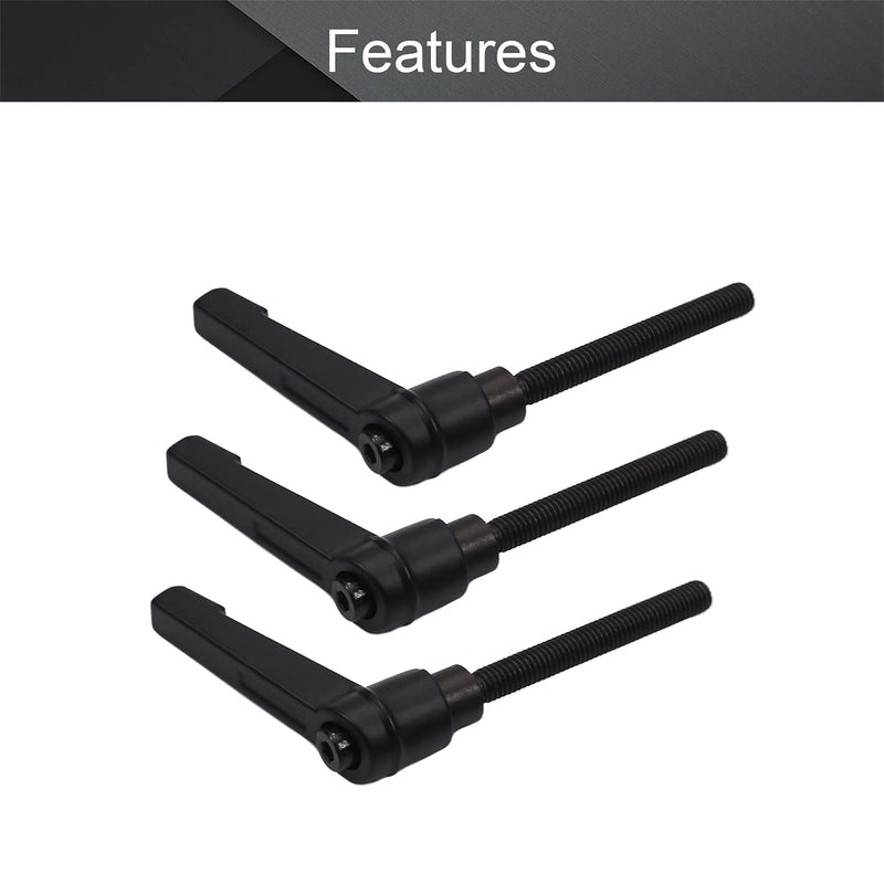 Othmro M6 Thread 50mm Length Black Aluminum Alloy Adjustable Lever Handle Clamping 3pcs