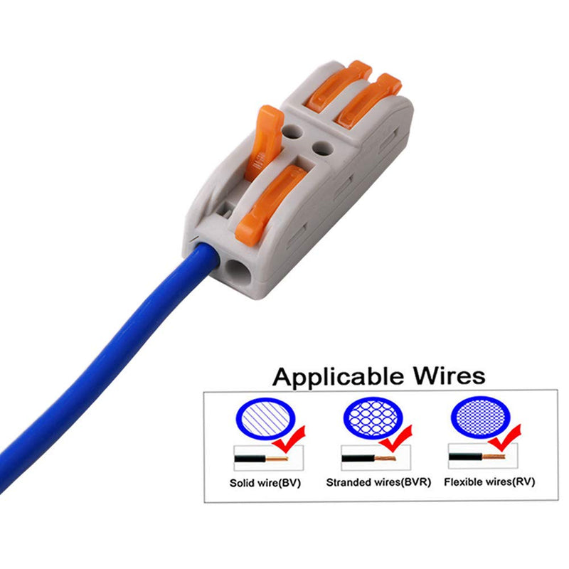 FULARR 30Pcs Premium SPL-2 / SPL-3 Lever-Nut Wire Connectors, Conductor Compact Wire Connectors, Quick Compact Splice Wire Conductors Cable Clamp Terminal Block Spring Connector