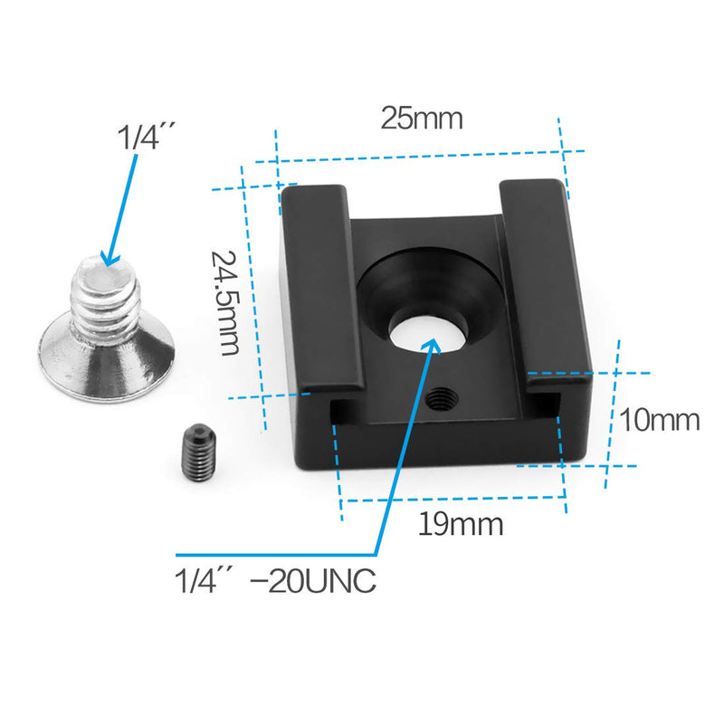 FEICHAO 2Pcs Hot Shoe Adapter Base with 1/4 Screw for DSLR Camera Cage Flash LED Light Microphone Hotshoe Seat