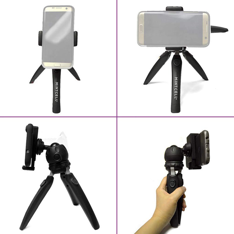 MintCell XT8 Mini Tripod with Universal Smartphone Adapter and Bluetooth Shutter Remote