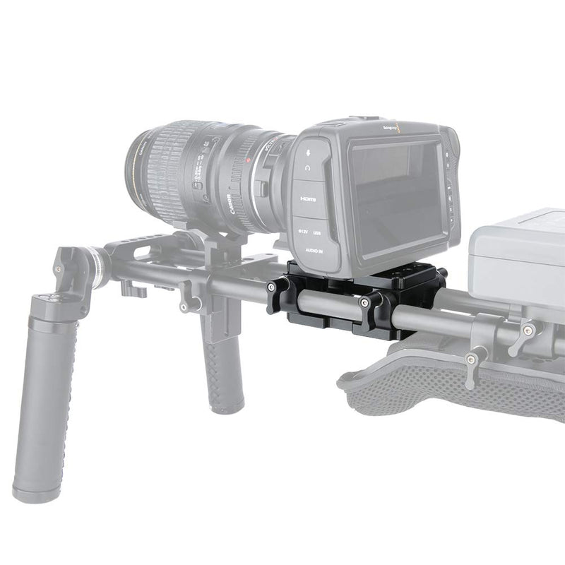 NICEYRIG Shoulder Support Camera Baseplate with 15mm Rod Clamp Railblock for Rod Support/DSLR Rig Cage