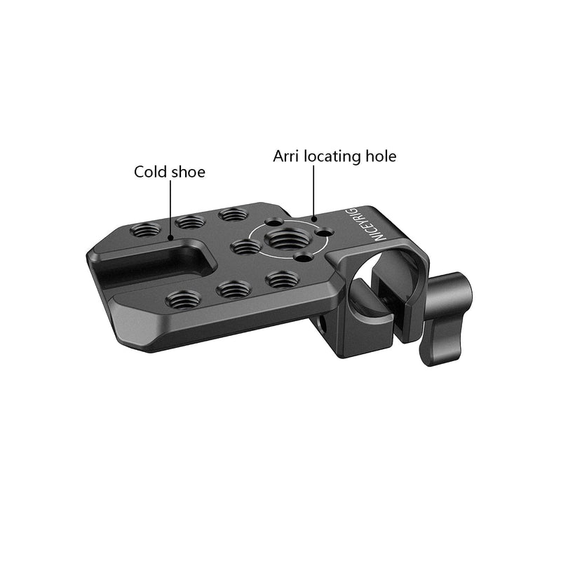 NICEYRIG 15mm Single Rod Clamp with Cold Shoe Extension Plate, Applicable for GoPro Action Camera, Microphone, EVF Mount - 457