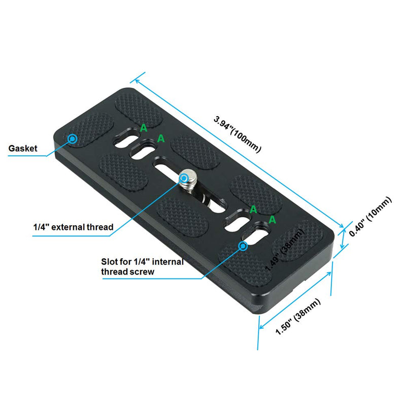 SIOTI Quick Release Plate, 100mm Universal QR Plate Adapter Mount, Compatiable with ARCA Swiss Design Clamp (QR Plate 100mm) QR Plate 100mm