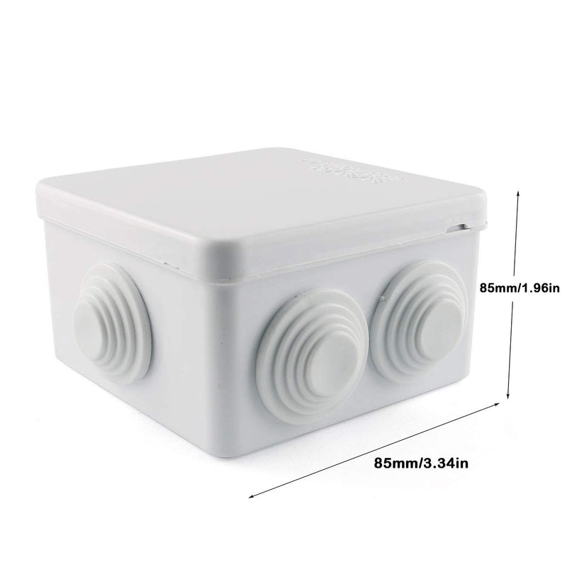 E-outstanding ABS Plastic Junction Box IP55 Waterproof Power Box Electric Control Box DIY Outdoor Electrical Connection Box Cable Branch Box 85x85x50mm (3.4"x3.4"x2")
