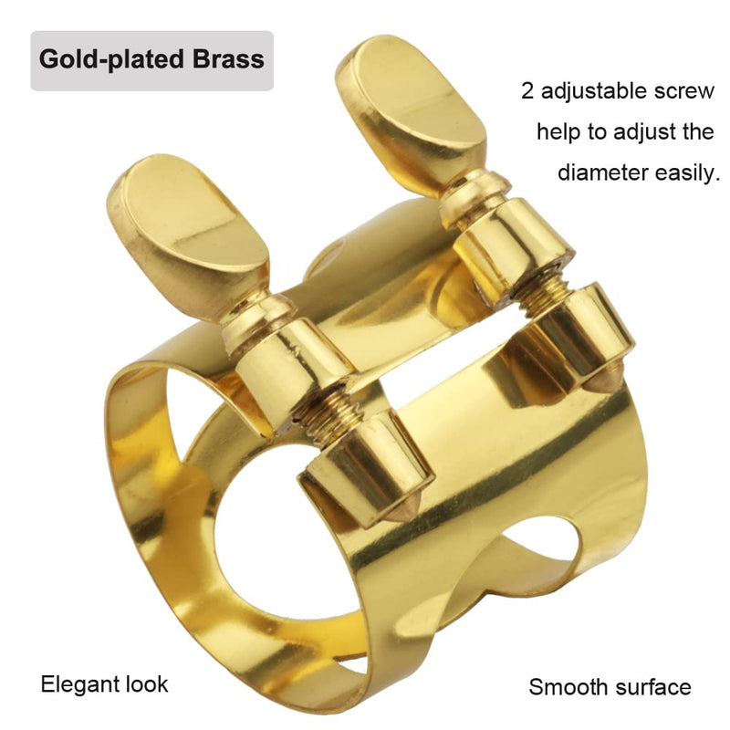 [AUSTRALIA] - Alto Sax Mouthpiece Ligature Double Screws Saxophone Gold Ligature Fastener 