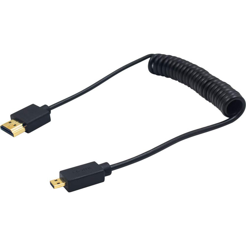 Duttek Micro HDMI to HDMI Coiled Cable, HDMI to Micro HDMI Coiled Cable, Extreme Slim/Thin Micro HDMI Male to HDMI Male Coiled Cable for 1080P, 4K, 3D, and Audio Return Channel (1.2M/4FT) 1.2M/4FT