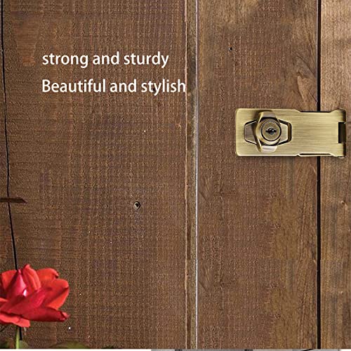 2 Packs Keyed Hasp Locks Twist Knob Keyed Locking Hasp for Small Doors, Cabinets and More,Stainless Steel Steel, Hasp Lock Catch Latch Safety Lock Door Lock with Keys (3inch, Bronze) 3inch