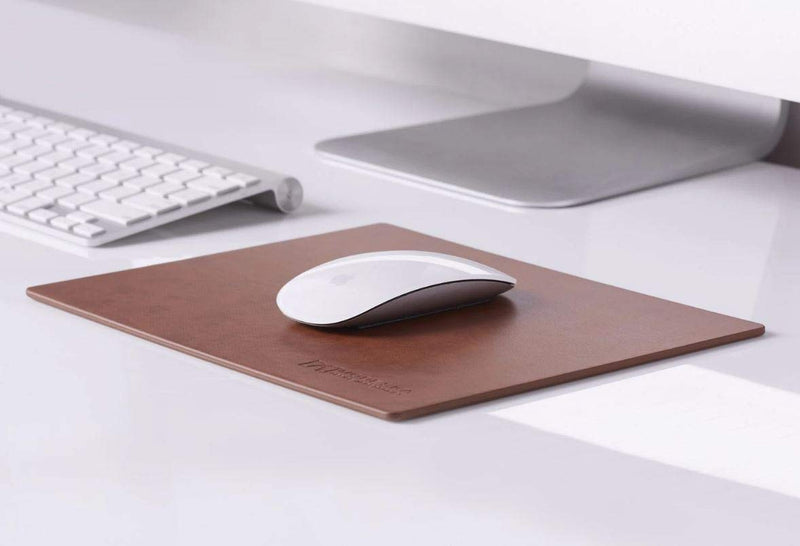 Modeska Mouse Pad with Premium PU Leather, Non-Slip Base Mousepad for Gaming, Apple, & PC. Perfect for Large or Small Mouse. 10.3x8.3 inches Brown