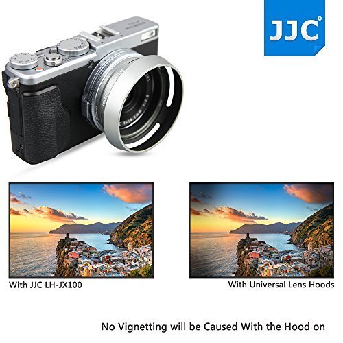 JJC Metal Lens Hood Shade Protector with 49mm Filter Adapter Ring for Fujifilm Fuji X100V X100F X100T X100S X100 X70 Replaces Fujifilm LH-X100 Lens Hood & AR-X100 Filter Adapter Ring/Silver