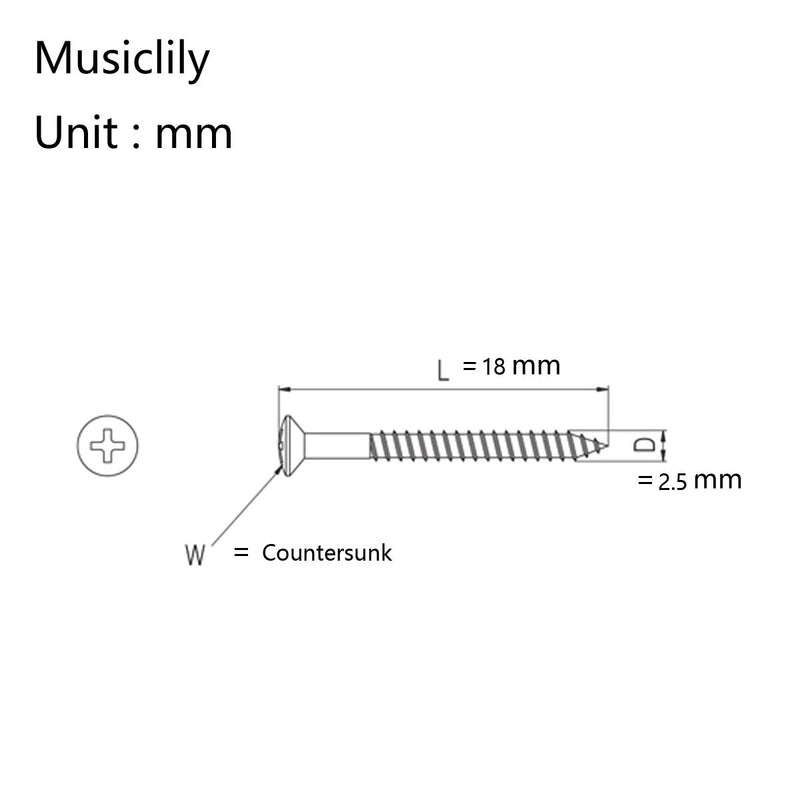 Musiclily Pro 2.5x18mm Guitar Countersunk Humbucker Pickup Ring Mounting Screws Pickup Frame Surround Screws Compatible with USA Les Paul SG, Black (Set of 20)