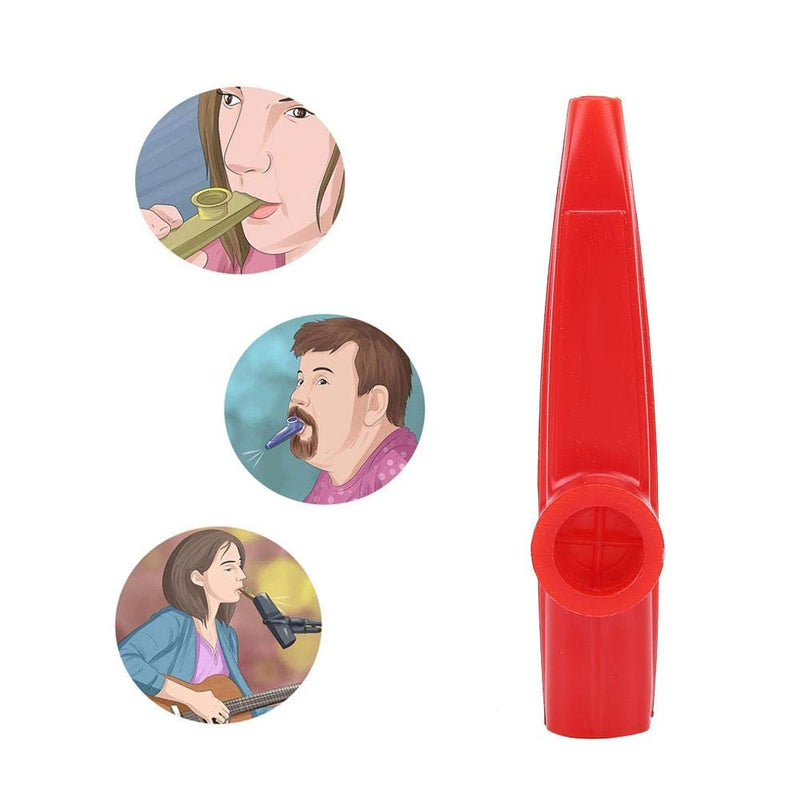 Dilwe Kazoo, Plastic Mini Portable Mouth Kazoo Ukulele Guitar Partner Easy to Learn Musical Instrument red