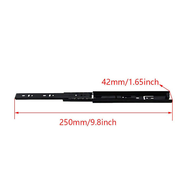 MroMax 10-Inch Cold Rolled Steel Drawer Slides, Full Extension Ball Bearing Slide Track Rail 42mm Wide 100lb Capacity Black 1 Pair