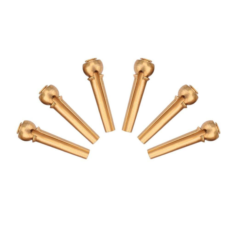 Dilwe Set of 6 Guitar Pin Brass Acoustic Guitar Bridge End Pin for Ukulele, Guitar, Bass, Acoustic Western Guitar Gold