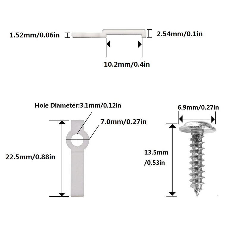 LED Strip Light Fix Clip 100PCS Pack with Screws Suit for IP20/IP44 8MM,10MM Width LED Strip Light Ideal for 8/10mm Wide Non-waterproof Strip Lights