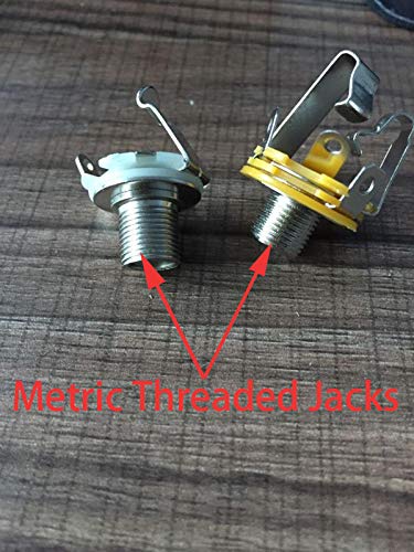 KAISH Black Metric Threading Electric Guitar Jack 6.35mm Electrosocket Jack Plate for Tele/Telecaster Guitar(Import Style)