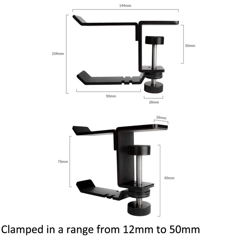 Headphone Holder Under Desk with Clamp Headset Destop Mount Holder Hanger Hook (Dual Hanger)