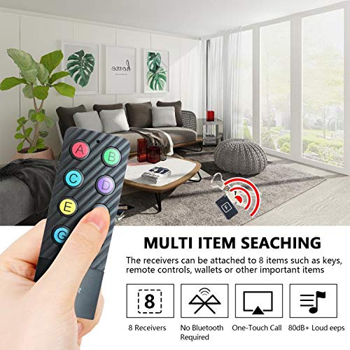 Key Finder with Lanyard for Remote & Up to 100ft Working Range, SIMJAR Wireless RF 90dB Item Locator Tracker Support Remote Control, 8 Receivers - Pet/Wallet/Phone/Glasses Box Tracker