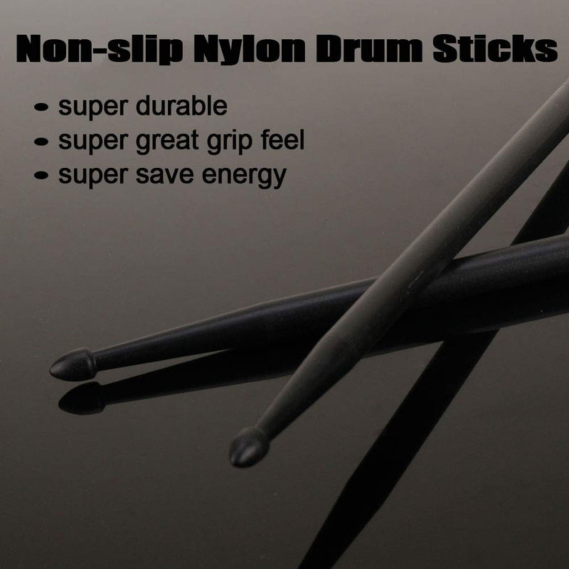 Drum Sticks 5A 1 Pair Nylon Drumsticks 1 Pair Non-Slip Maple Wood with a Velvet Drawstring Bag(Black) 1×Maple 1×Nylon (black)