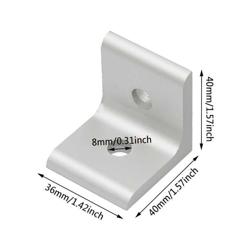 HONJIE Inside Corner Bracket for 4040 Aluminum Extrusion Profile 40 x 40 x 36mm with 8mm Slot-10PCS