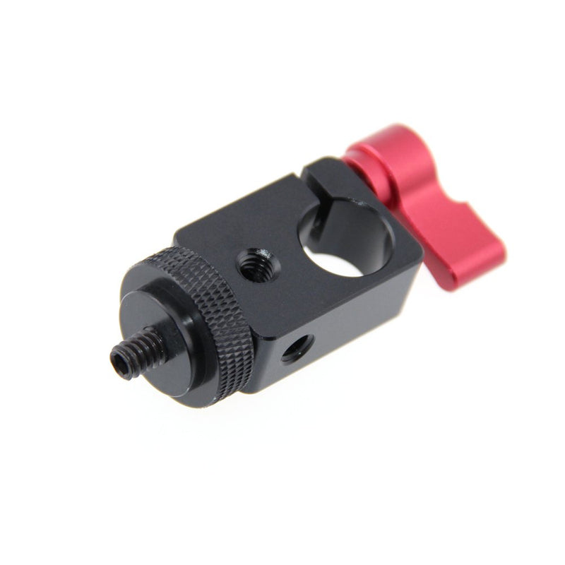 CAMVATE Single Rod Clamp 15mm with 1/4" Mount Screw Adapter (M5 Rotating Knob-Red)