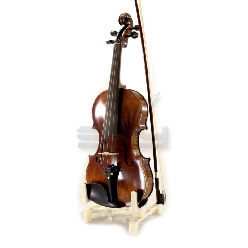 SKY Brand Violin Viola Stand Lightweight and Foldable Stand with Bow Holder White