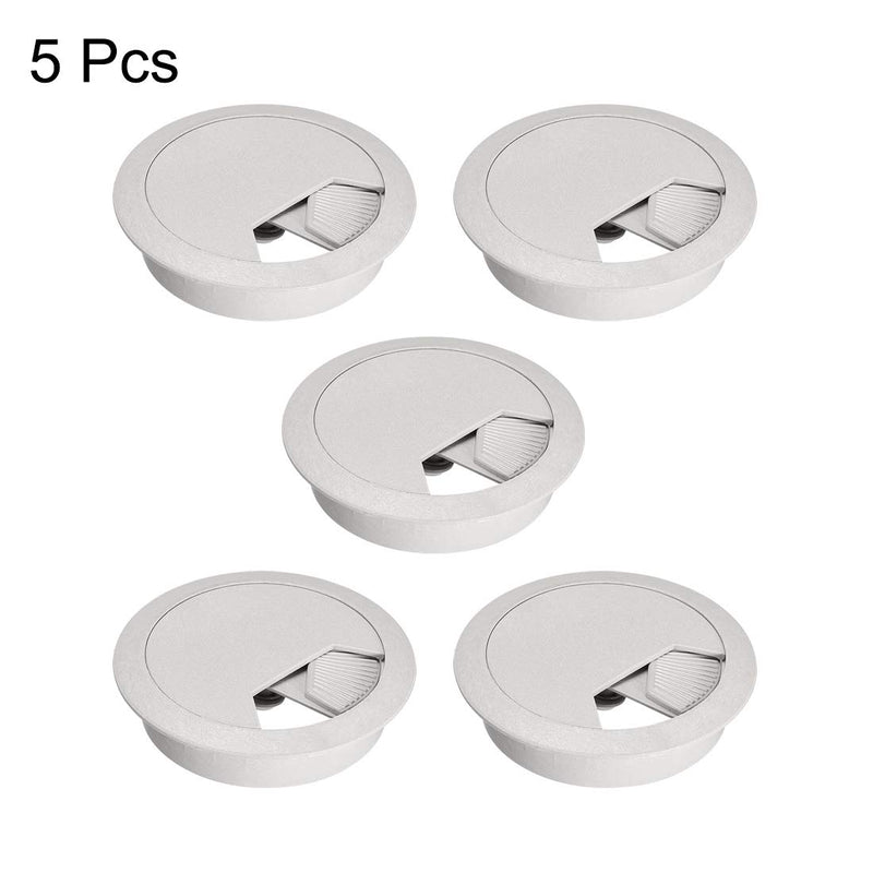 uxcell Cable Hole Cover, 2-3/8" Plastic Desk Grommet for Wire Organizer, 5 Pcs (Gray)