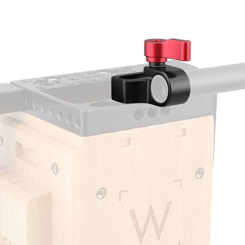 CAMVATE 15mm Single Rod Clamp Extension Adapter Install on Two 1/4-20 Thread Hole for Camera DIY Accessory(Red Knob)