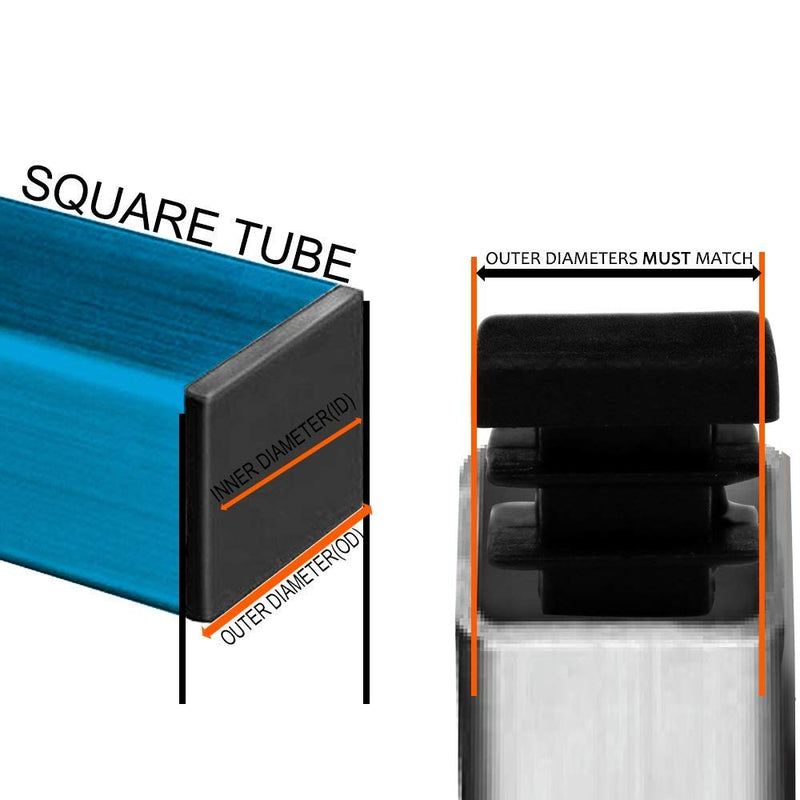 3/4" Square Tubing End Caps, Tubing Post End Cap, Black Plastic Square Plugs, Chair Glide Floor Protector (19mm x 19mm, 16 Pack)