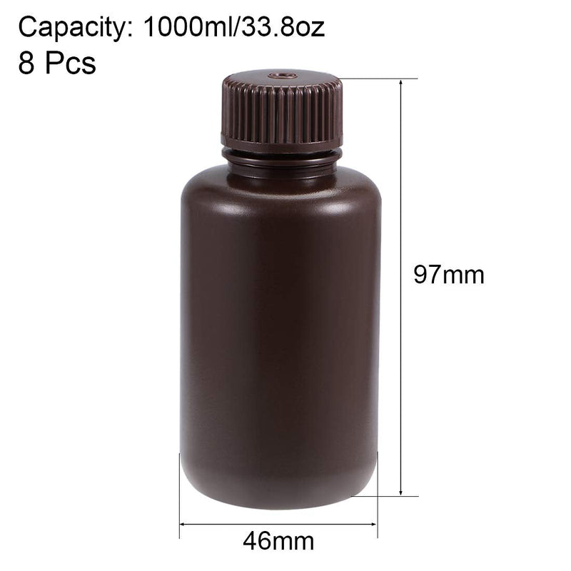 uxcell Plastic Lab Chemical Reagent Bottle 100ml/3.4oz Small Mouth Sample Sealing Liquid Storage Container Brown 8pcs