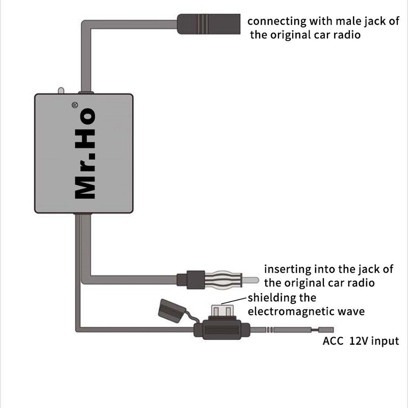 [AUSTRALIA] - Mr. Ho Car Antenna Radio FM or AM Signal Amplifier Booster 12V for Mitsubishi Toyota Buick Audi Nissan Honda Cars Series, Black Radio Ampilfier 