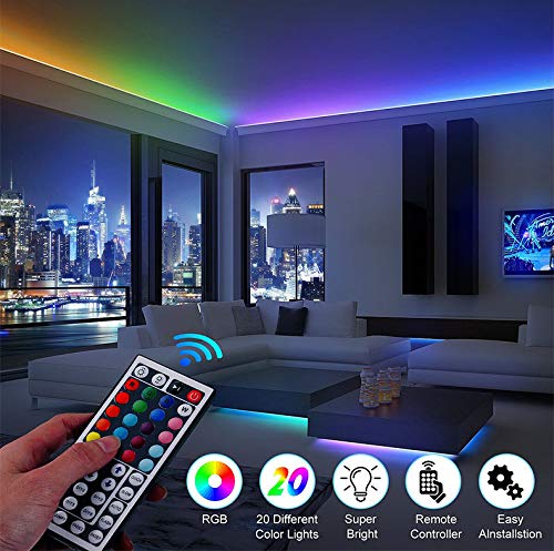 [AUSTRALIA] - Waterproof Led Strip Lights DIBMS 300leds 32.8ft 10m Flexible Color Change RGB SMD 5050 with 44 Keys IR Remote Controller and 12V Power Supply for Party Bedroom Kitchen TV Garden Home DIY Decoration 