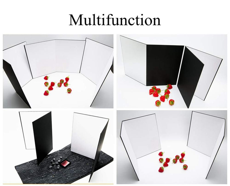 Meking 17x12 Inch 3 in 1 Light Reflector Photography Cardboard, Studio Foldable Light Diffuser Board for Still Life Product and Food Photo Shooting - Gold Silver and Black, White 2 Pack Gold*1+Silver*1