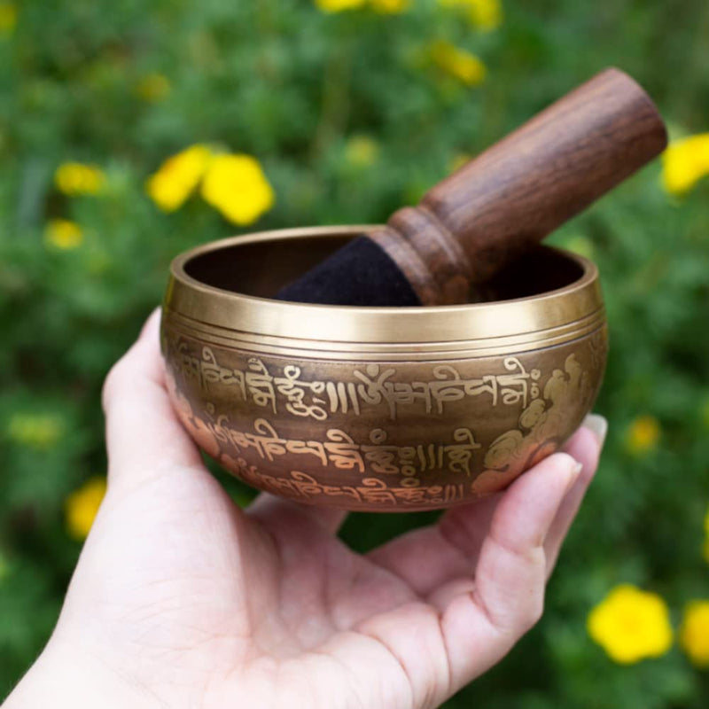 [AUSTRALIA] - Tibetan Singing Bowl Set - Easy To Play - 4 Inch Zen Mindfulness Sound Music Instruments For Meditation Holistic 7 Chakra Healing By Himalayan Bazaar 