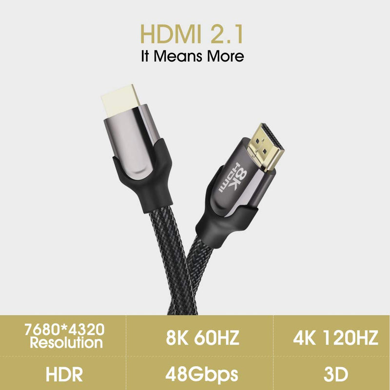 8K HDMI 2.1 Cable 6.6ft, 48Gbps Ultra High Speed 8K60 4K120 eARC HDR10 HDCP 2.2 2.3 Dolby Compatible with Fire TV/Roku TV/Samsung/Sony/LG/Playstation 5/PS5/Xbox Series X (6.6ft/2M(1 Pack)) 6.6ft/2M(1 pack)