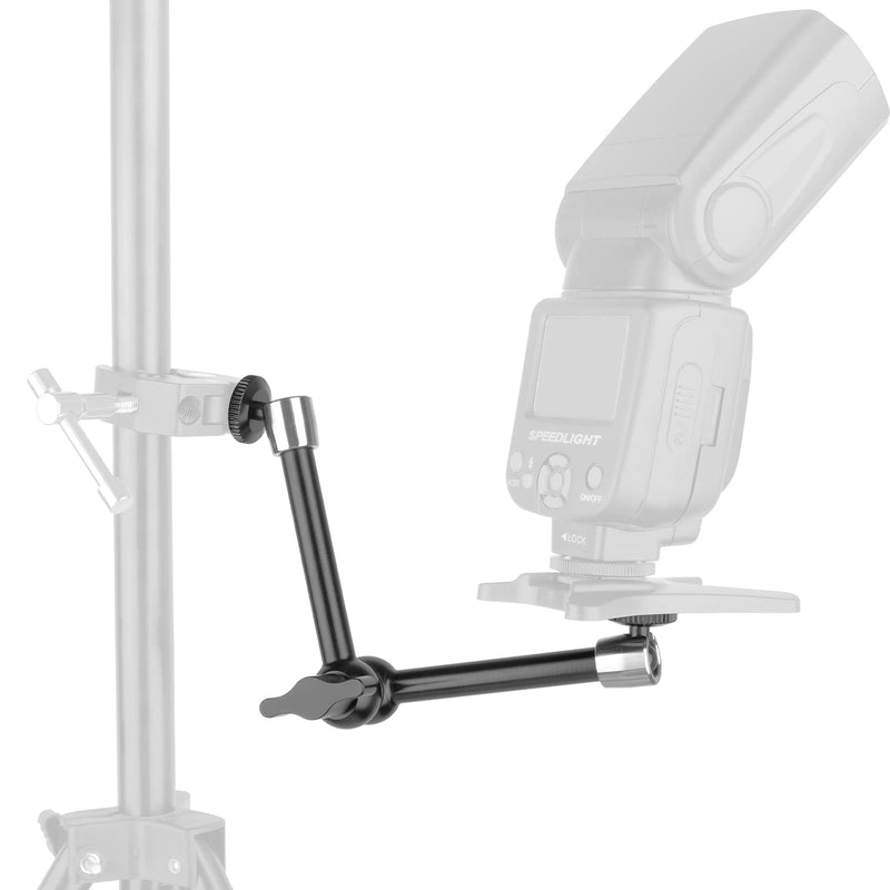 ChromLives 11 Inch Magic Arm Adjustable Articulating Friction Camera Arm W/ 1/4" Thread Screw and Hot Shoe Mount Compatible with DSLR Camera Rig, LED Lights, Flash Light, LCD Monitor Steel Magic Arm