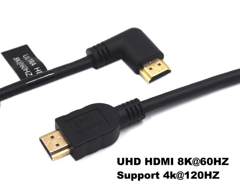 Kework 2 Feet Ultra HD HDMI 8K Cable, 90 Degree Left Angle HDMI 2.1 Version Male to Male High Speed Shield Cable for Xbox TV PS4 PS5 Switch, Support 8K@60HZ 4K@120HZ (Left-Straight) Left-Straight