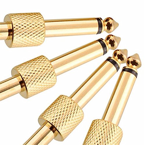 [AUSTRALIA] - VizGiz 4 Pack Pedal Coupler 1/4 inch 6.35mm 1/4 Male to Male Coupler Jack Plug Adapter Straight Connector for Guitar Effects PedalBoard Accessories Pedal Board Audio Gold Plated Metal Adaptors 