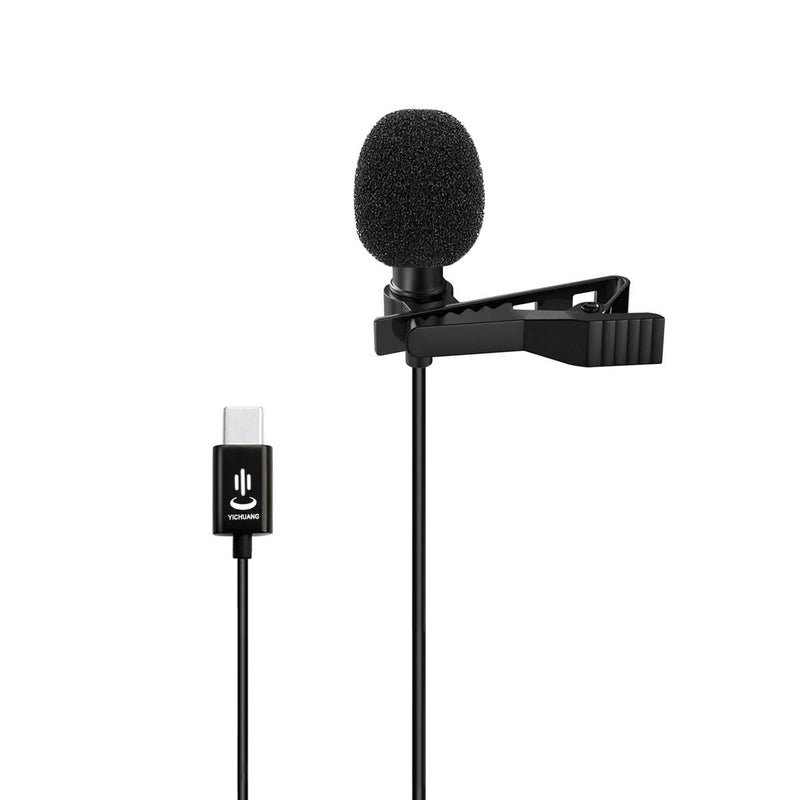 [AUSTRALIA] - Gepege Professional Grade Lavalier Lapel Microphone Omnidirectional Mic 360° Easy Clip On only for USB Type-C Interface Devices for Recording YouTube/TikTok/Kwai Conference (Black) Black 