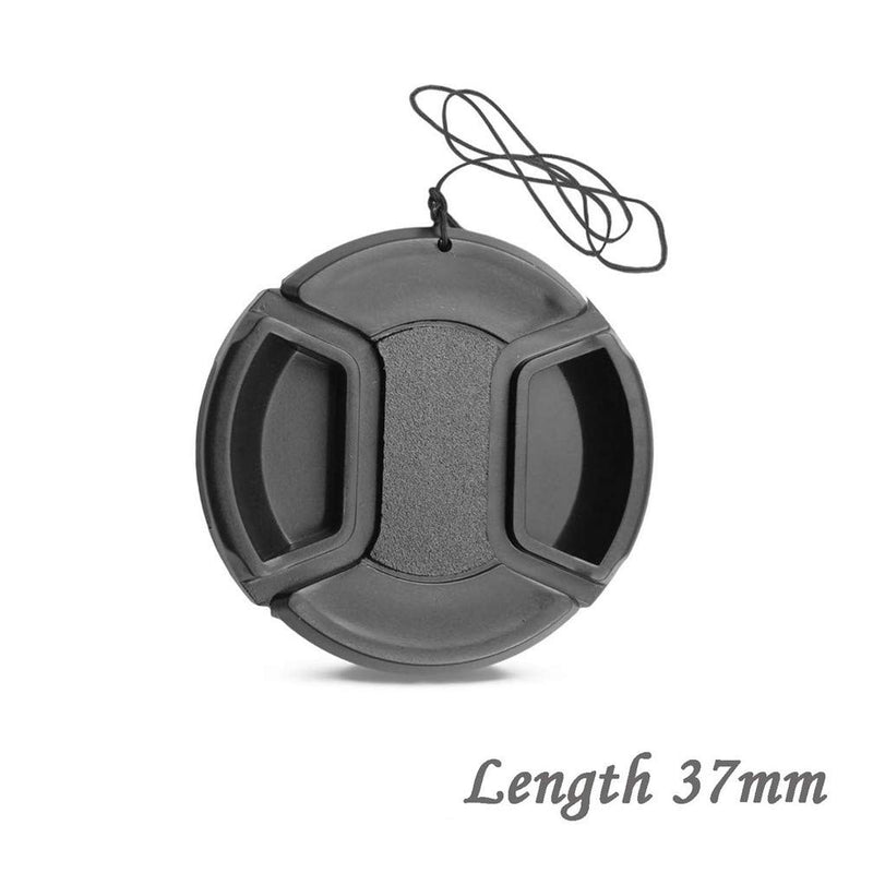 PCTC Lens Cap Snap-On Center Pinch Front Lens Cover with Strap Compatible for Canon Nikon Sony Fujifilm Olympus (37mm) 37mm