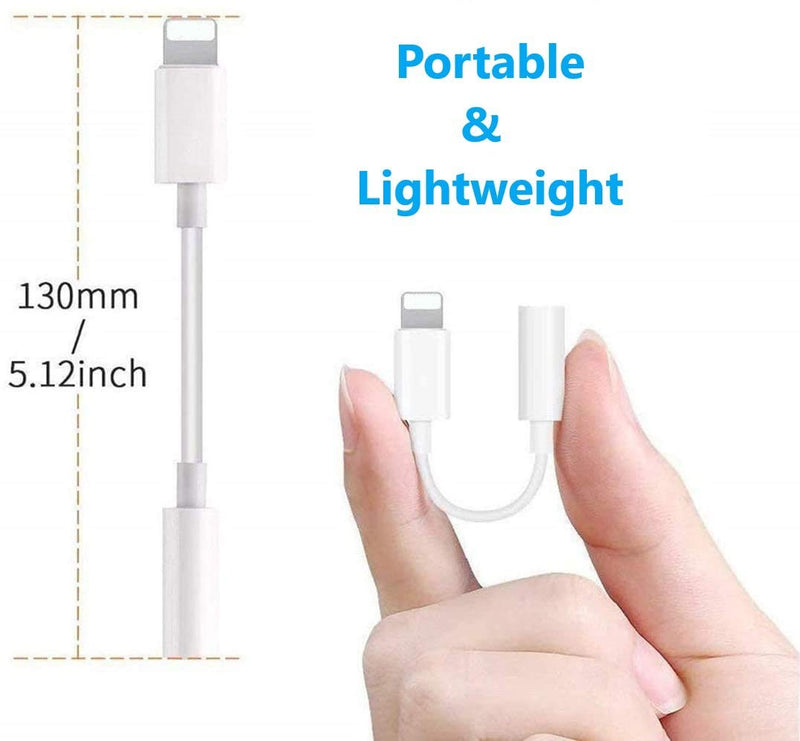 [Apple MFi Certified] 2 Pack Lightning to 3.5 mm Headphone Jack Adapter iPhone 3.5mm Jack Aux Dongle Cable Converter Compatible with iPhone 12 11 11 Pro XR XS X 8 7 iPad iPod Support All iOS System