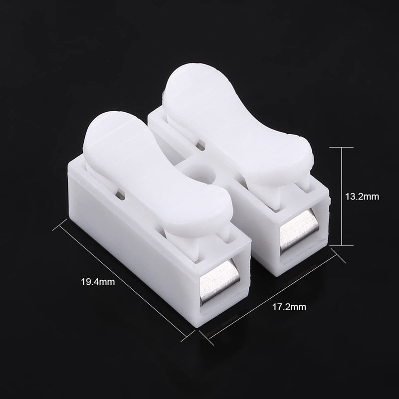 2 Pin Wire Connectors, 100Pcs Spring Wire Connectors Terminal Cable Clamp Connectors, Quick Terminal Wire Connector for Wire LED Strip Light Wire Connecting