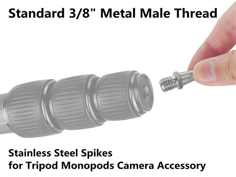 [AUSTRALIA] - Acouto Spikes Stainless Steel Male 3/8" Screw Adapter Foot Spike Replacement for Tr Monopods Camera Accessory Silver 