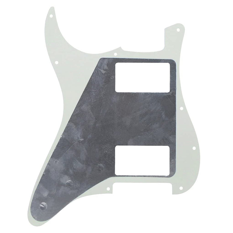 IKN 2 Humbucker Cut Pickguard HH Strat Guard and Tremolo Spring Back Plate for Americian Standard Stratocaster Guitar, 3-Ply Ivory White